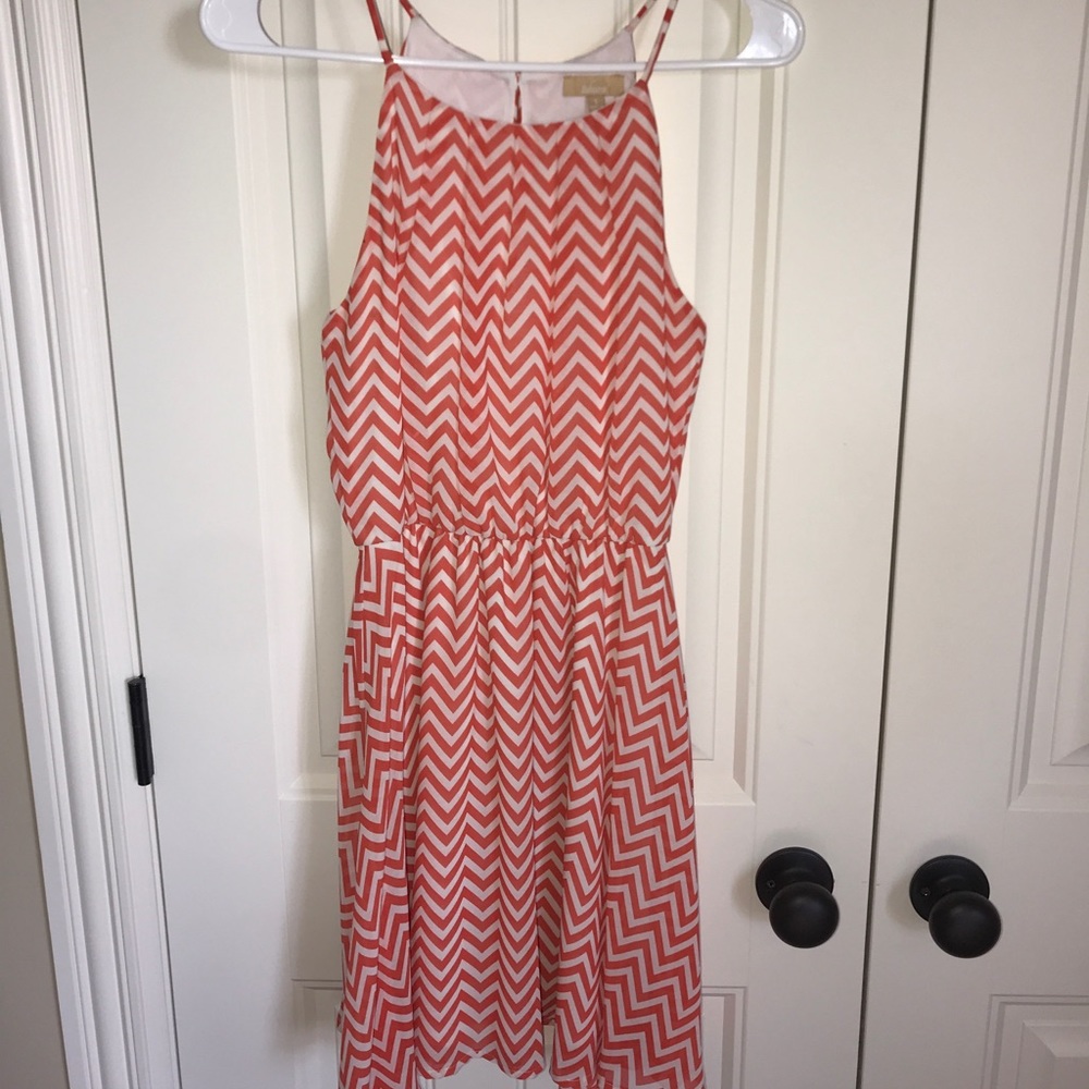 Takara Orange and White Chevron Dress